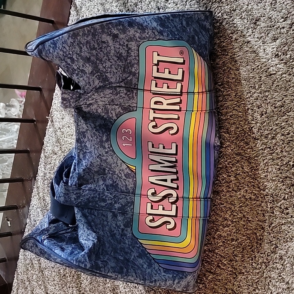 Super cute, New Denim patterned Sesame Street Duffle Bag